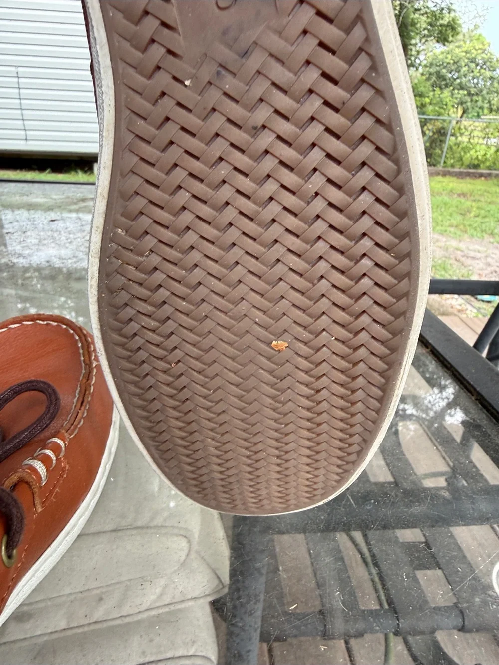 Cole Haan Men's Tan Leather Boat Shoes with Brown Laces
